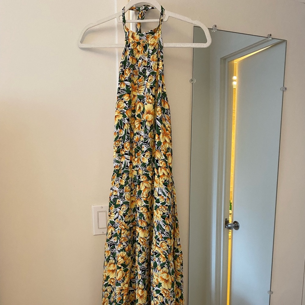 Yellow, green, orange maxi dress